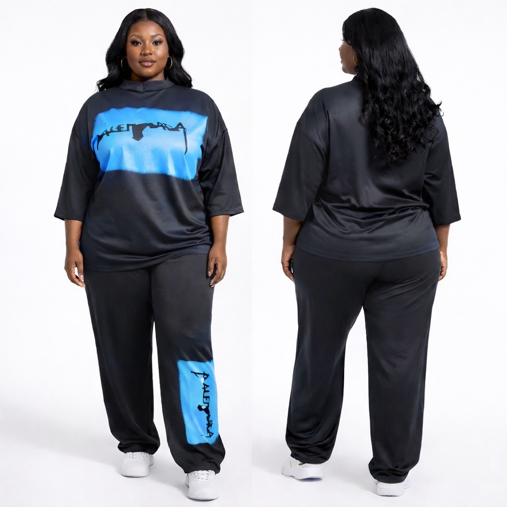Premium Black and Blue Graphic Lounge Set