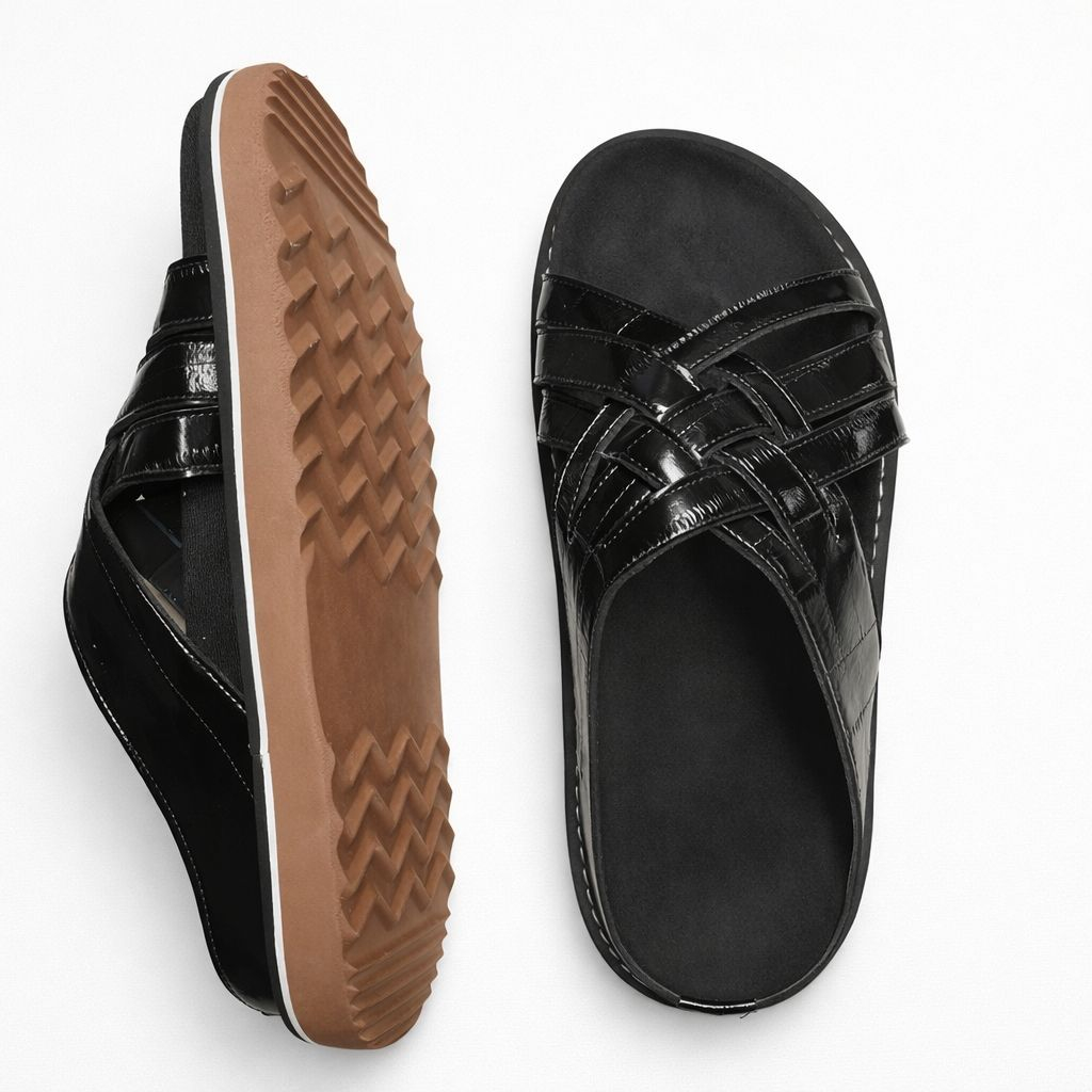 Mens Woven Strap Slip On Sandals