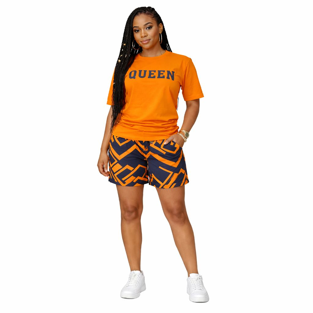 Queen Graphic Top and Patterned Shorts Set