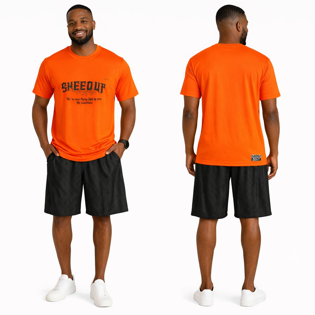 Mens Orange Graphic T Shirt