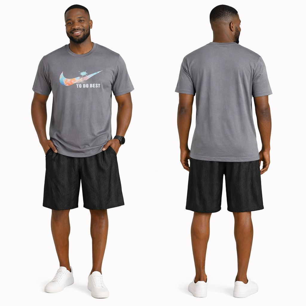 Mens Grey Graphic T Shirt