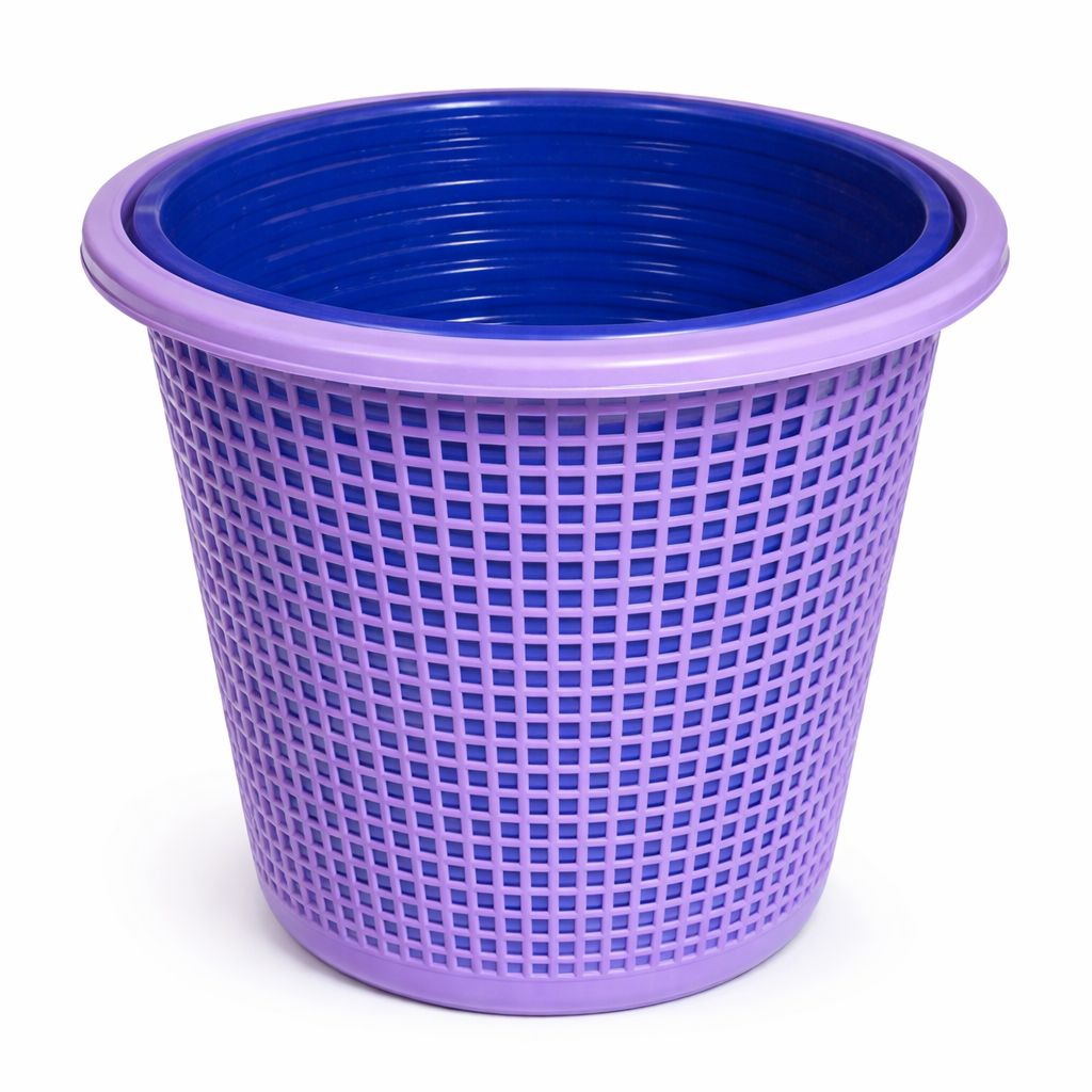 Purple Plastic Laundry Basket with Ventilated Design