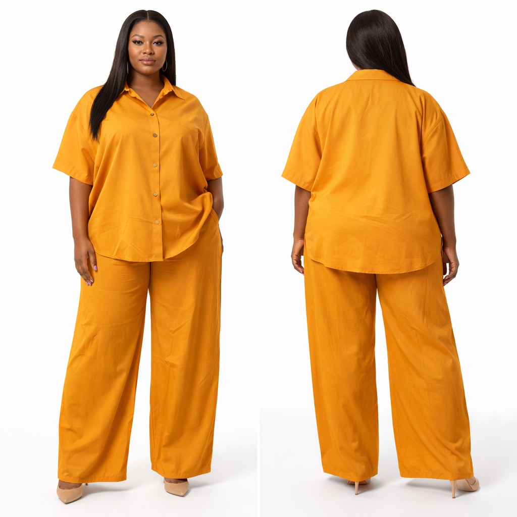 Mustard Relaxed Button Up Top Wide Leg Pant Set