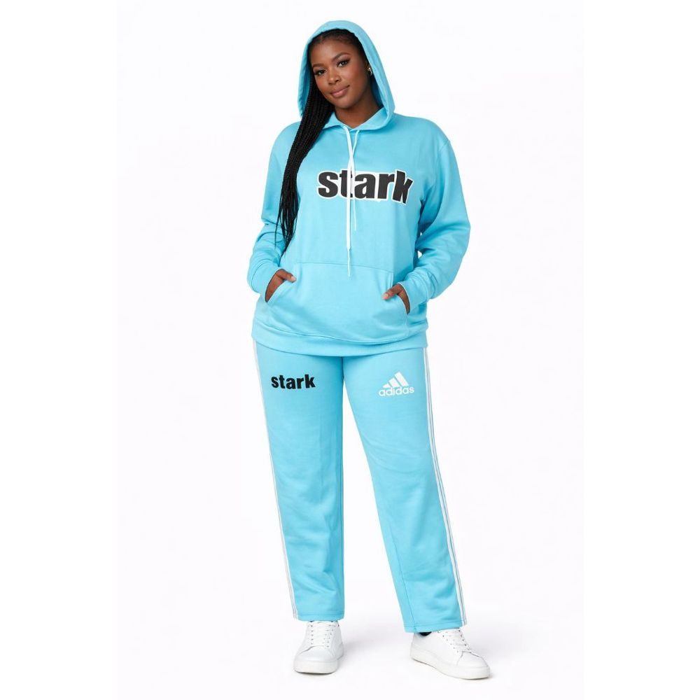 Light Blue Two Piece Hooded Sweatshirt and Joggers Set