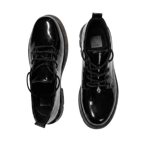 Black Patent Lace Up Derby Shoes with platform sole
