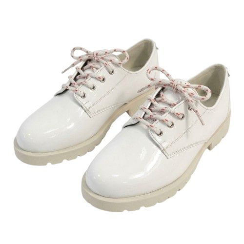White Chunky Lug Sole Derby Shoes with contrast lace
