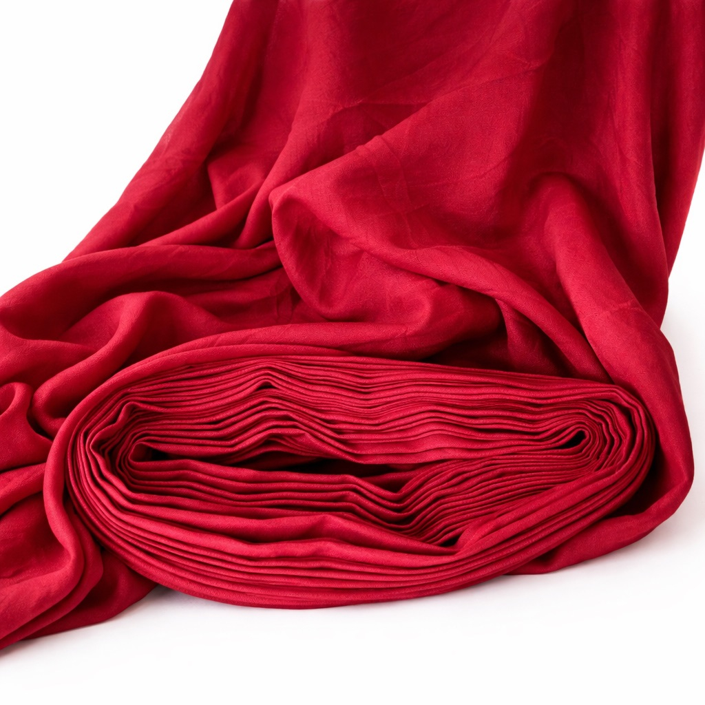 Deep Red Soft Crepe  Fabric Material