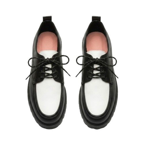 Mens Black and White Chunky Sole Lace Up Casual Shoes