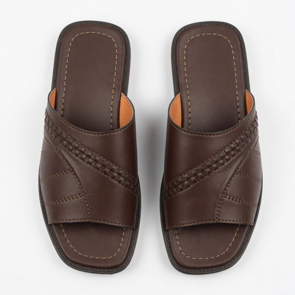 Mens Brown Premium Slide Sandals