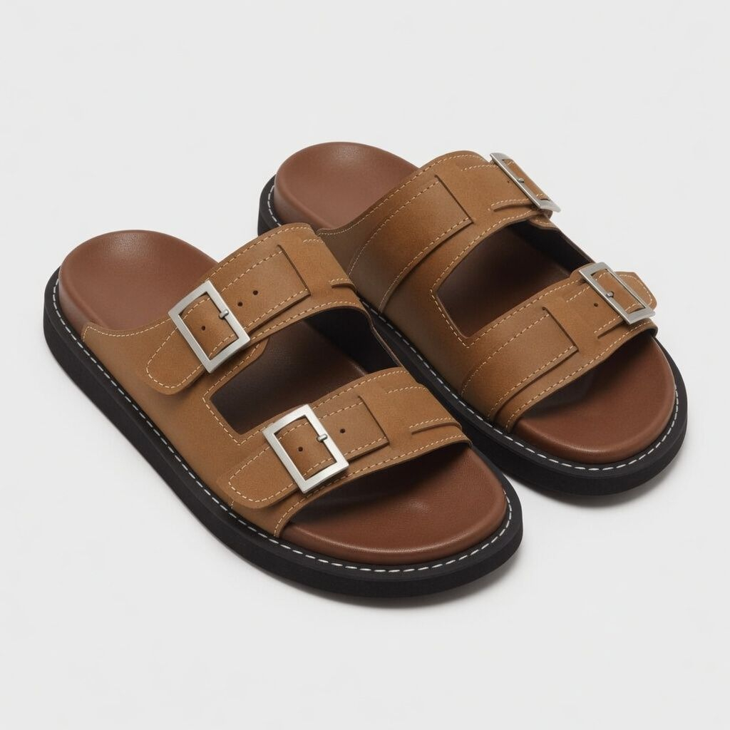 Artisanal Slate brown Multi Strap Buckle Sandals