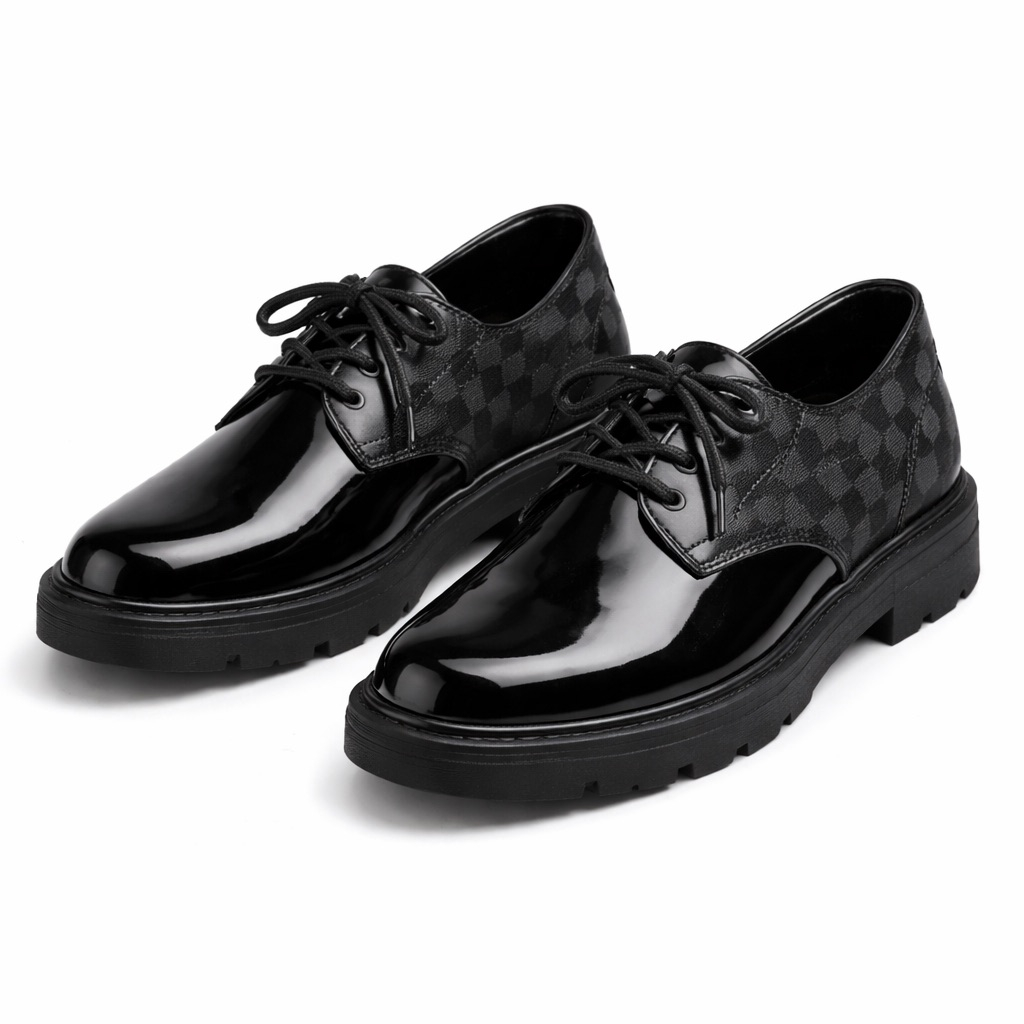 Mens Glossy  Patent Leather Lace Up Shoes