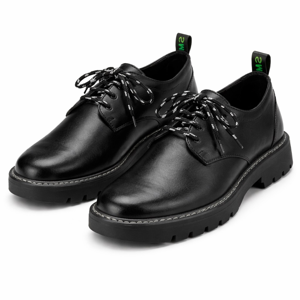 Mens Black Rugged Lace Up Casual Shoes
