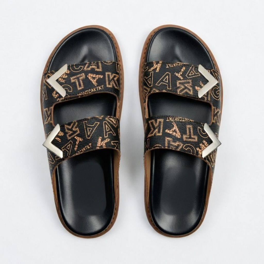 Designer Inspired Double Strap Slide Sandals