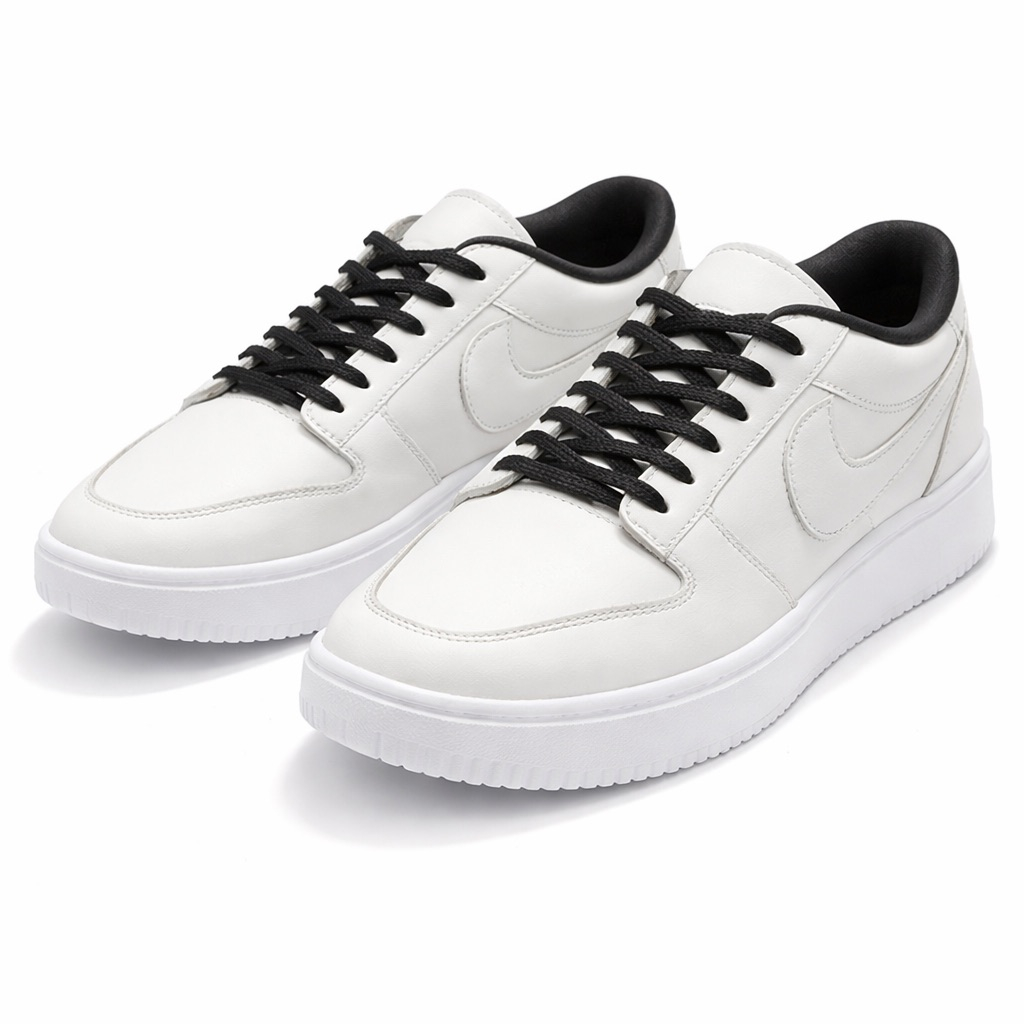 Mens Classic White Lace Up Sneakers with Contrast Laces