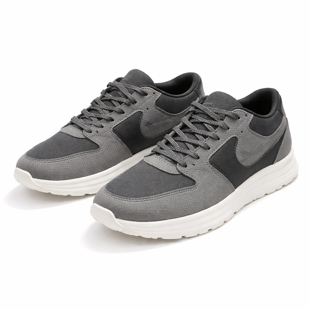 Mens Lightweight Lace Up Sneakers              Grey and Black