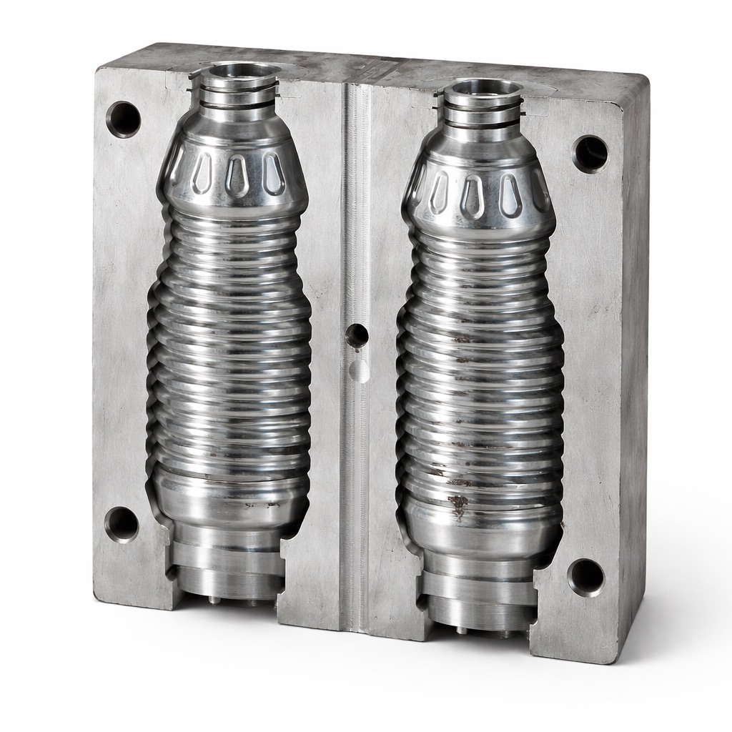 Plastic Bottle Mold    Dual Cavity Ribbed Container Casting Tool