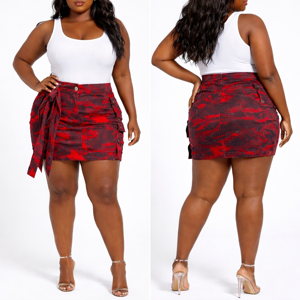 Tie Detail Mini Skirt with Utility Pockets