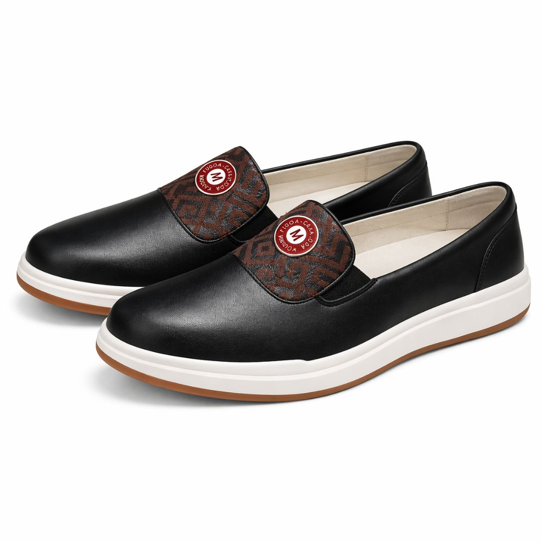 Mens Patterned Leather Slip On Loafers