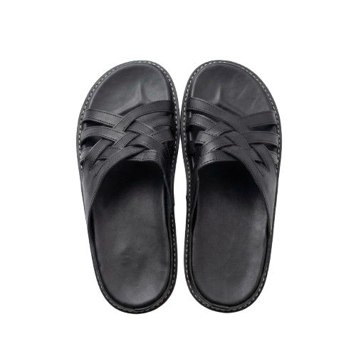 Classic Black Multi Strap Cross Over Slide Sandals