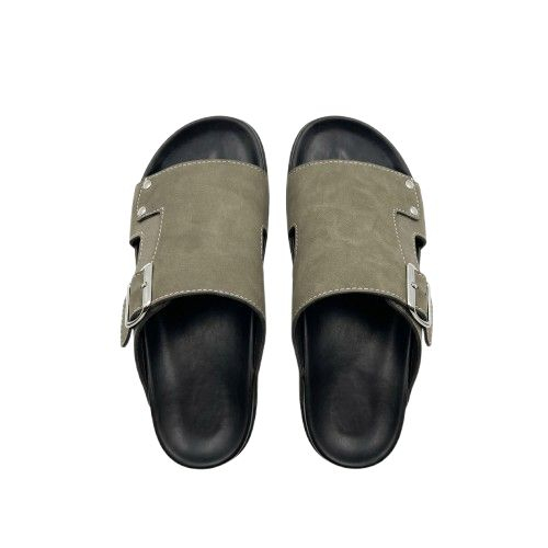 Mens Sage Green Buckle Detail Slides