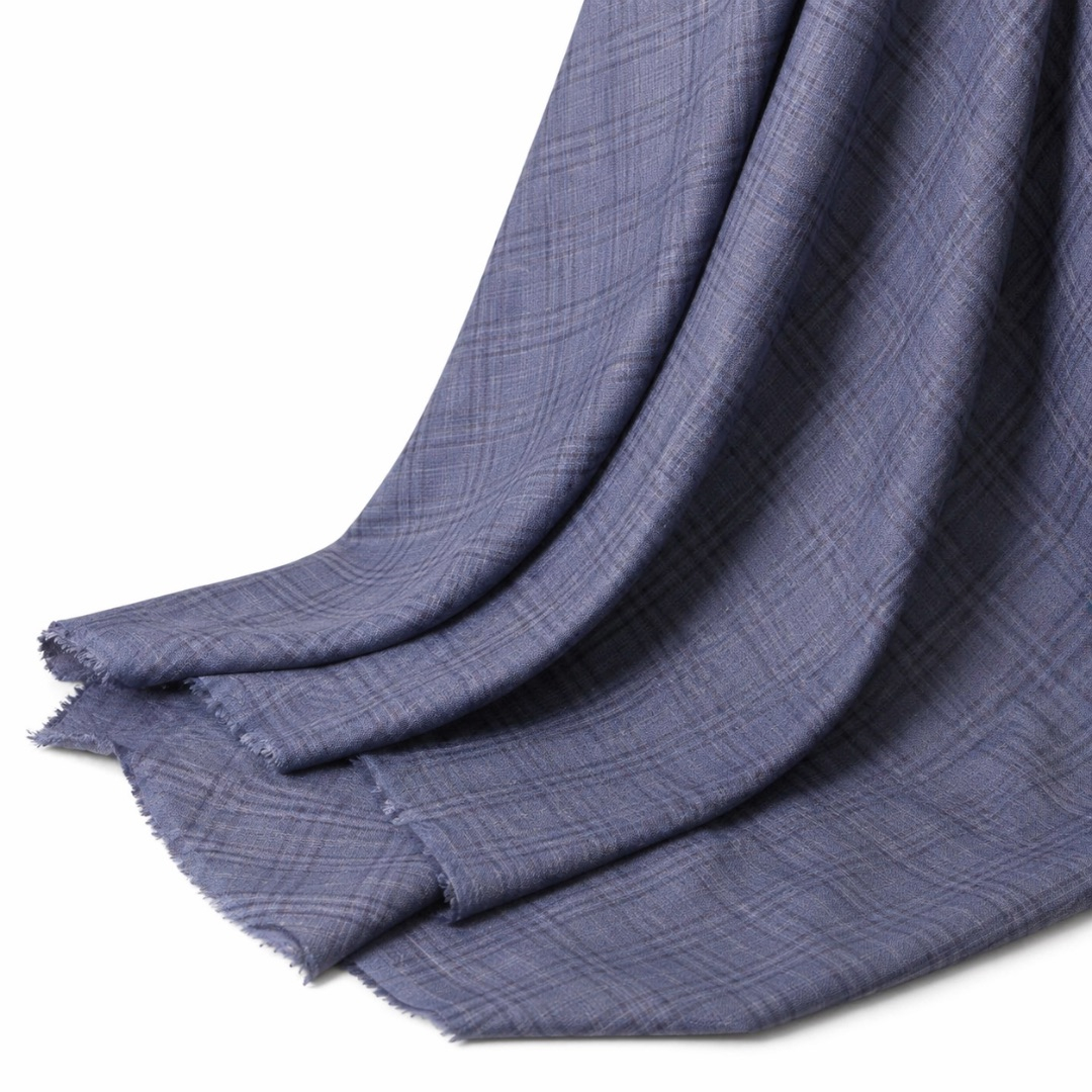 Classic Blue Soft Patterned Check Fabric
