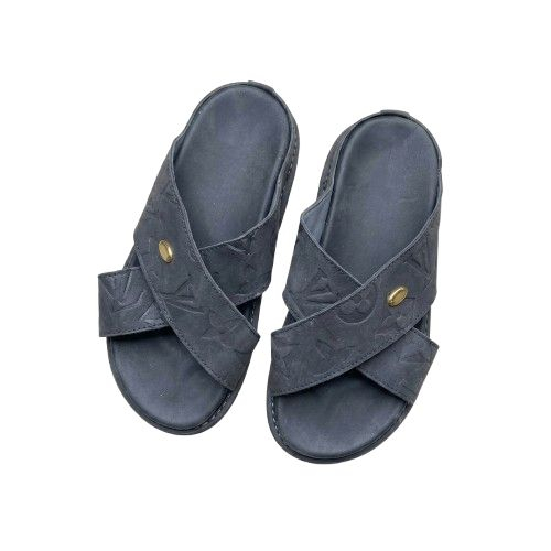 Mens Black Cross Strap Designer Slide Sandals