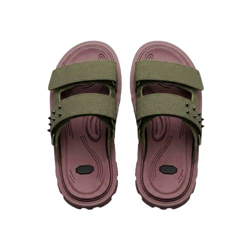 Studded Double Strap Sporty Slides