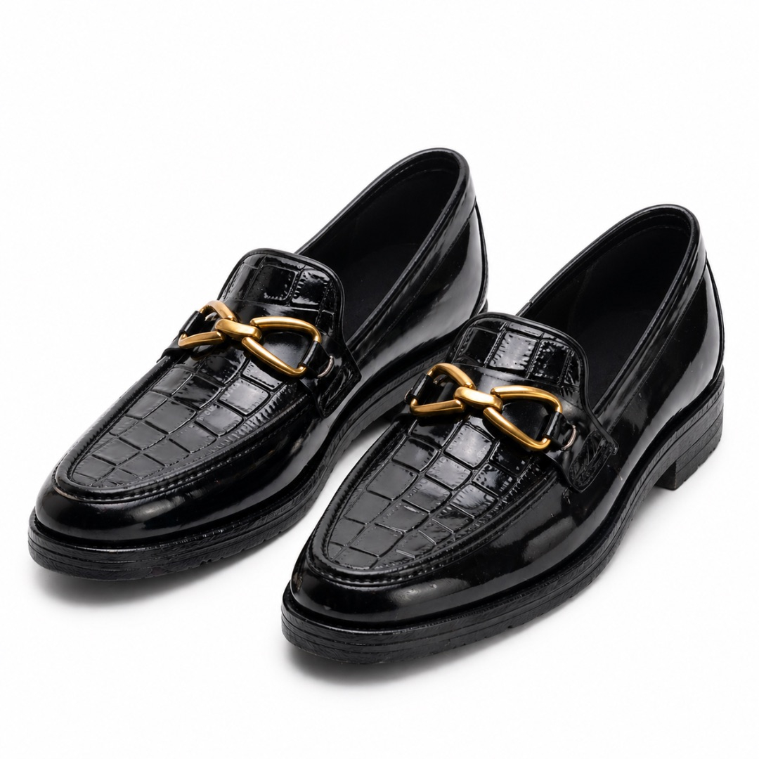 Mens Croc Embossed Leather Loafers