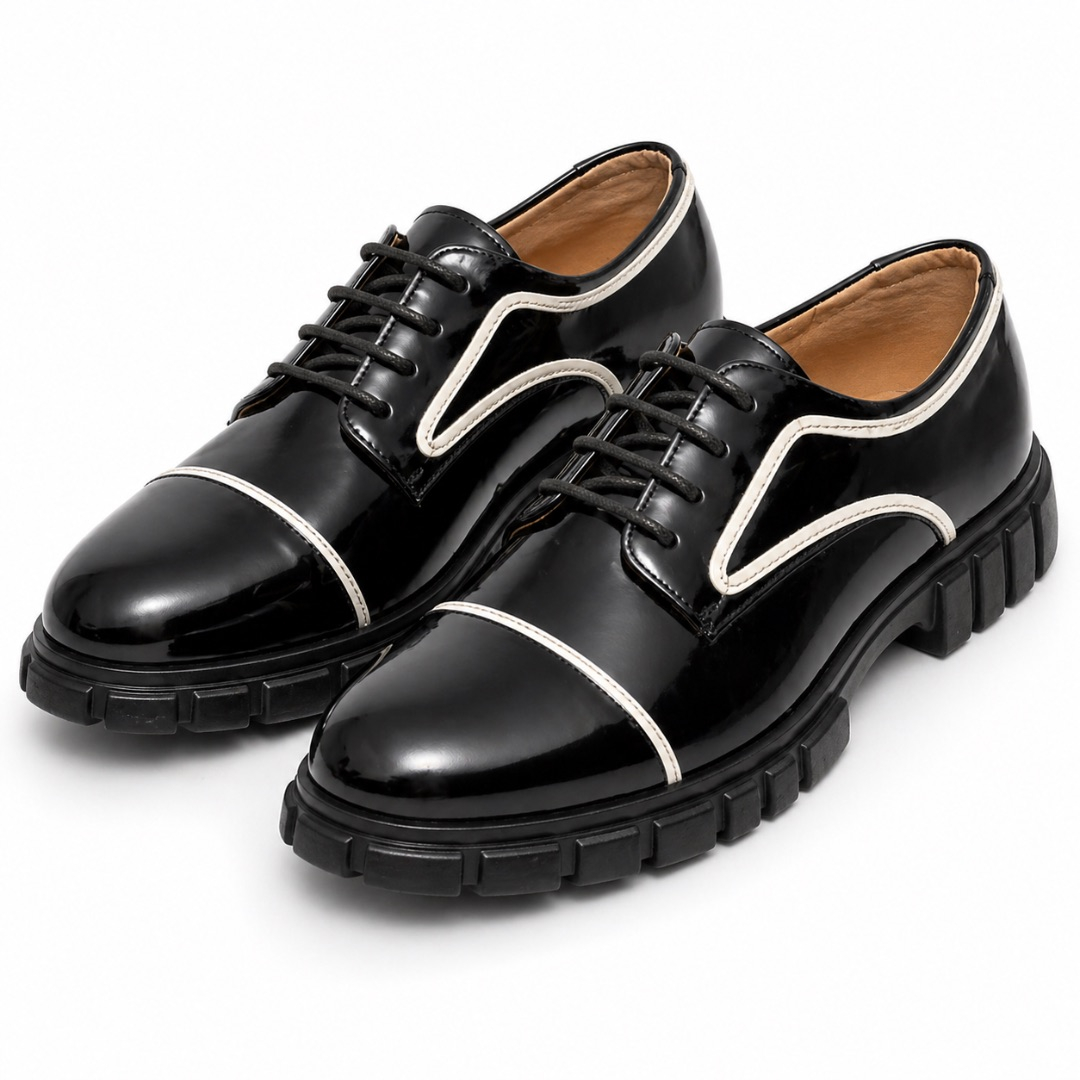 Mens Two Tone Leather Lace Up Shoes