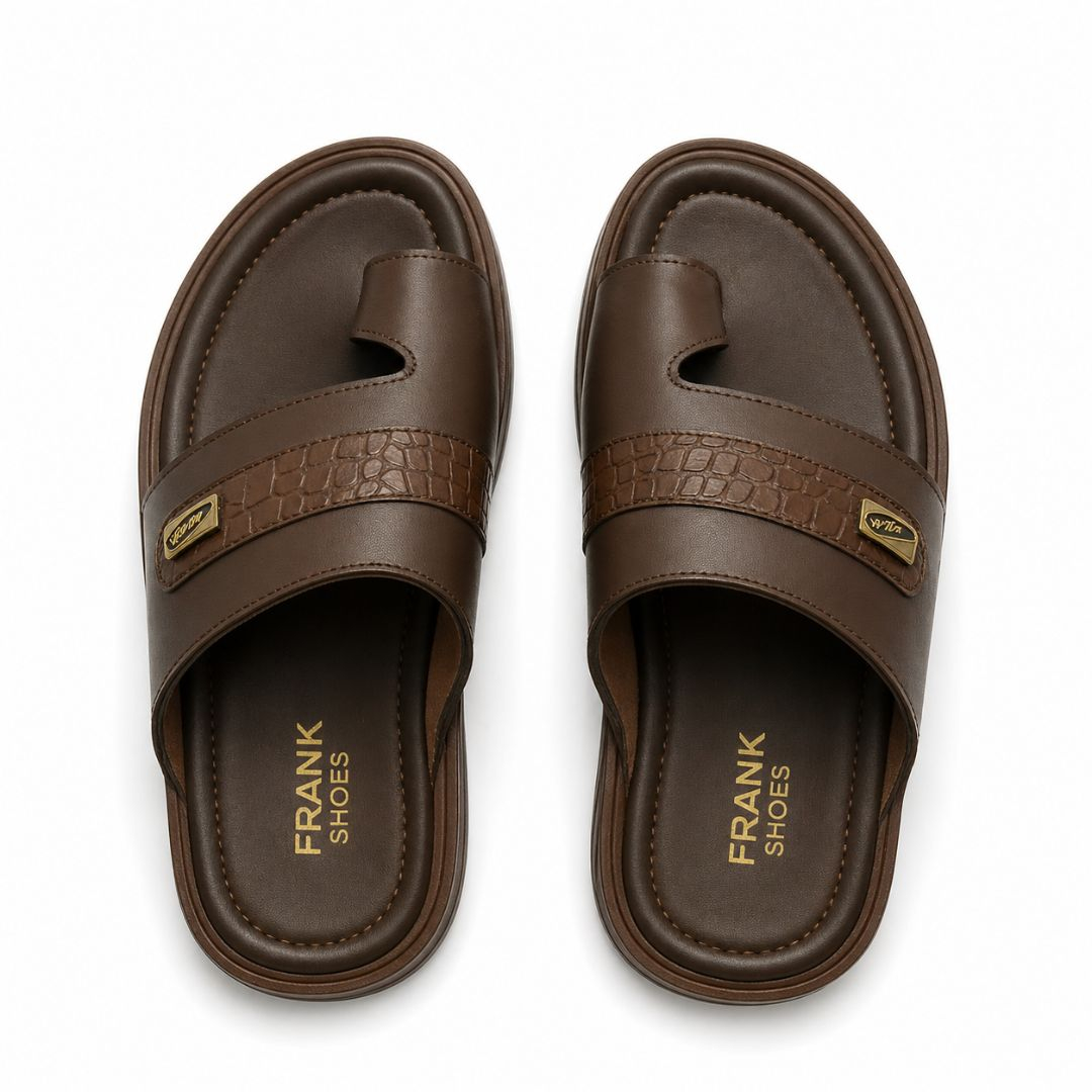 Quality Men leather palm slip on sandals