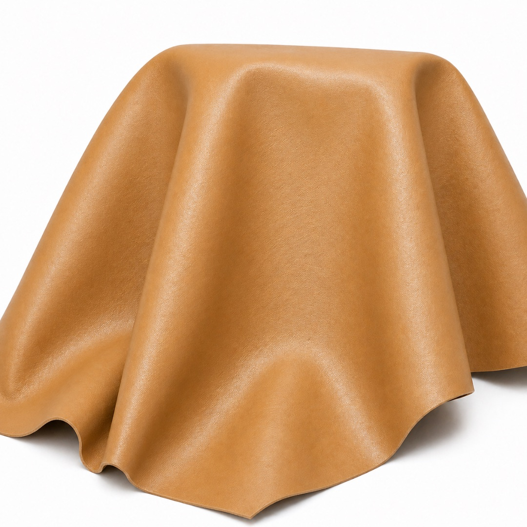 Premium Camel Tan Textured Synthetic Leather Fabric