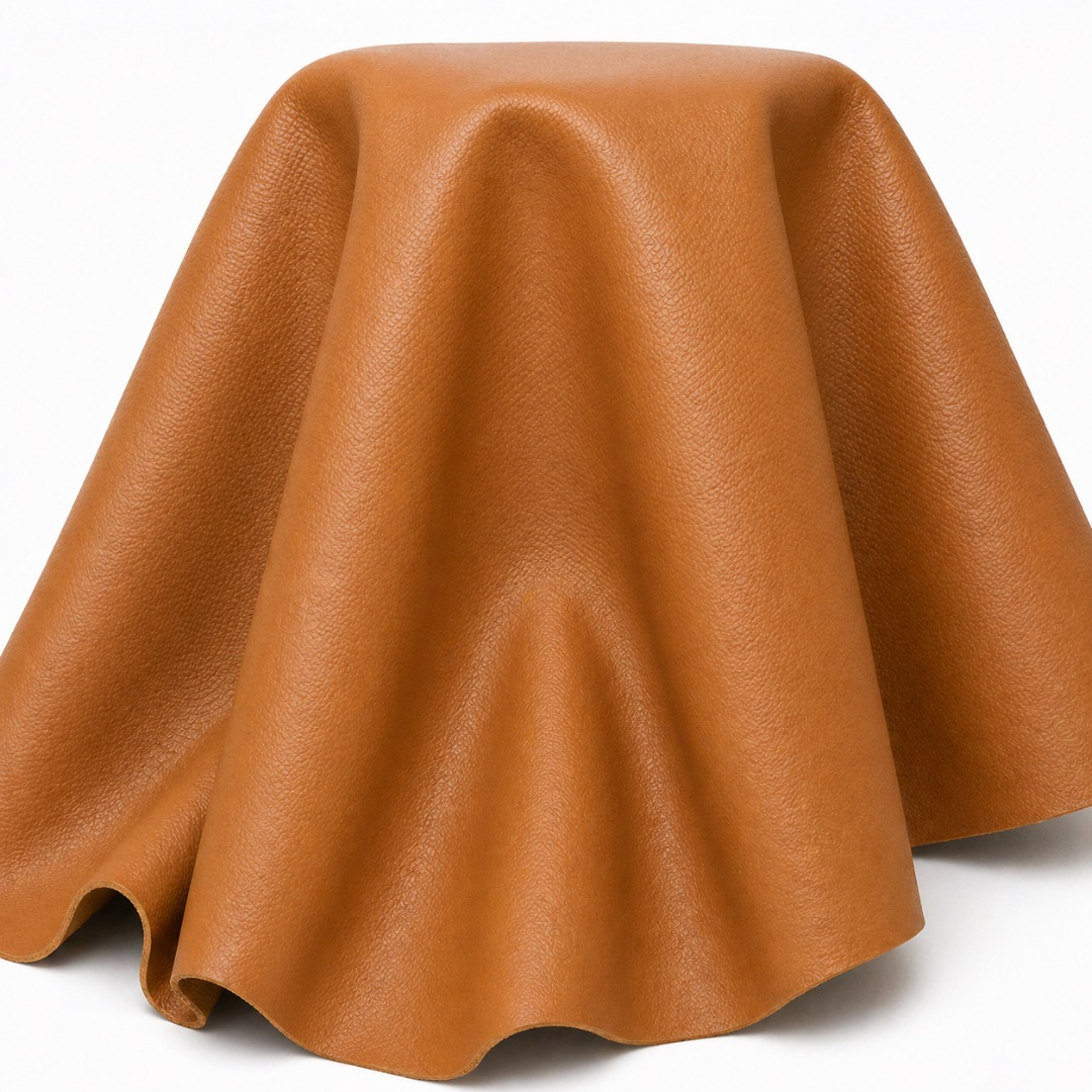 Caramel Brown Micro Texture Synthetic Leather Fabric