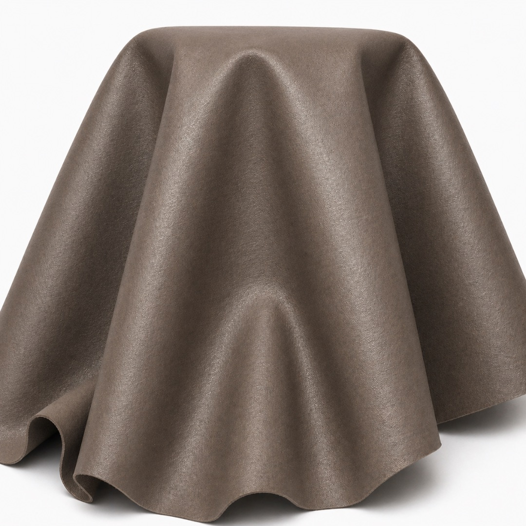 Dark Olive Brown Crosshatch Synthetic Leather Fabric