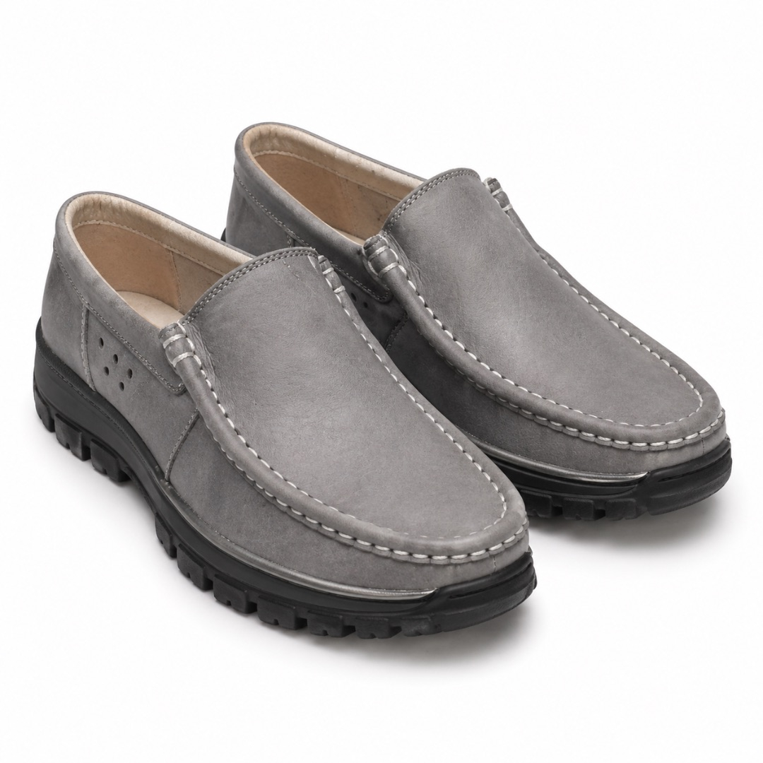 Quality Men Matte Grey Slip On Moccasin Loafers