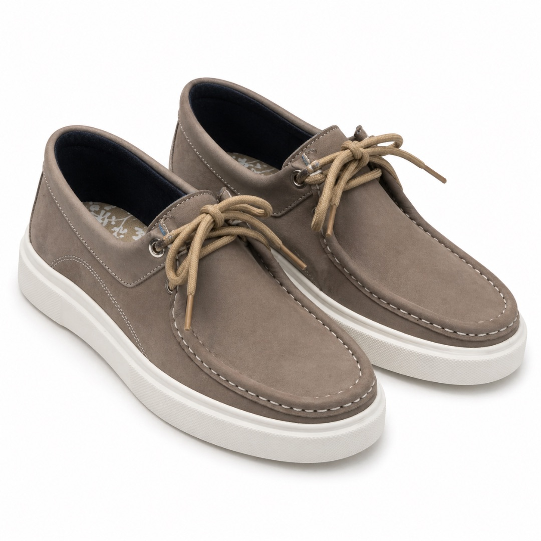 Quality Men Taupe Suede Lace Up Casual Loafers