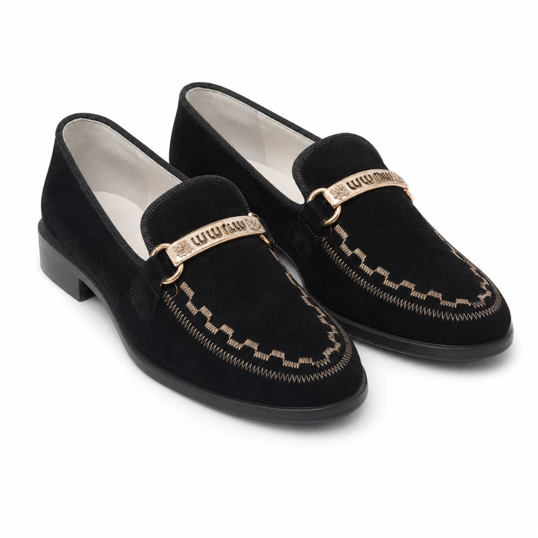 Luxury Black Velvet Loafers
