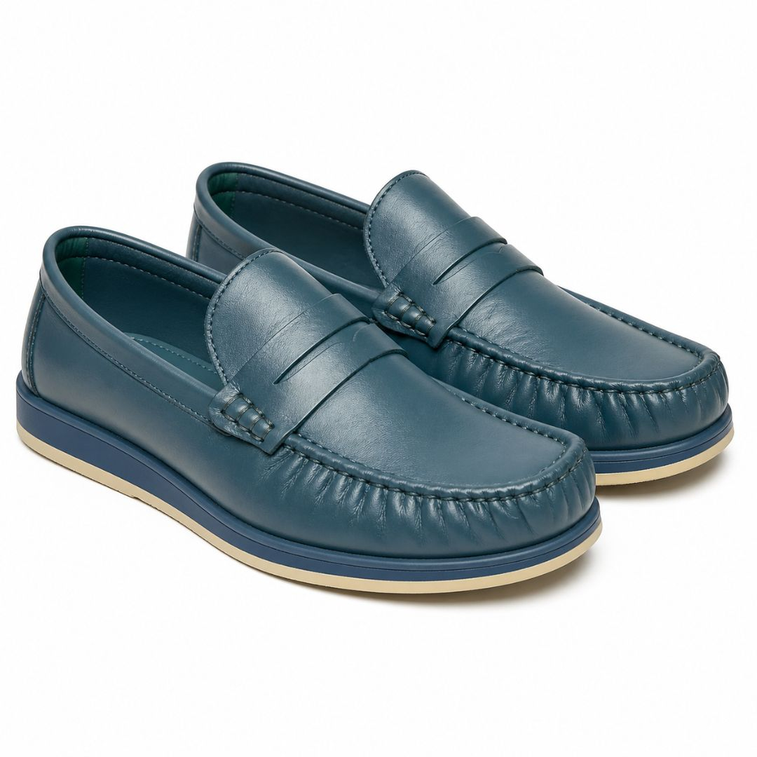 Mens Soft Leather Flexible Slip On Loafers