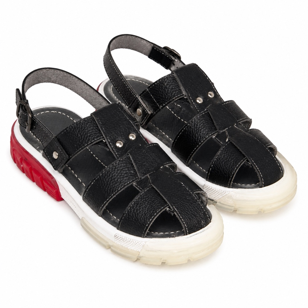 Black Multi Strap Gladiator Chunky Sole Slide sandals