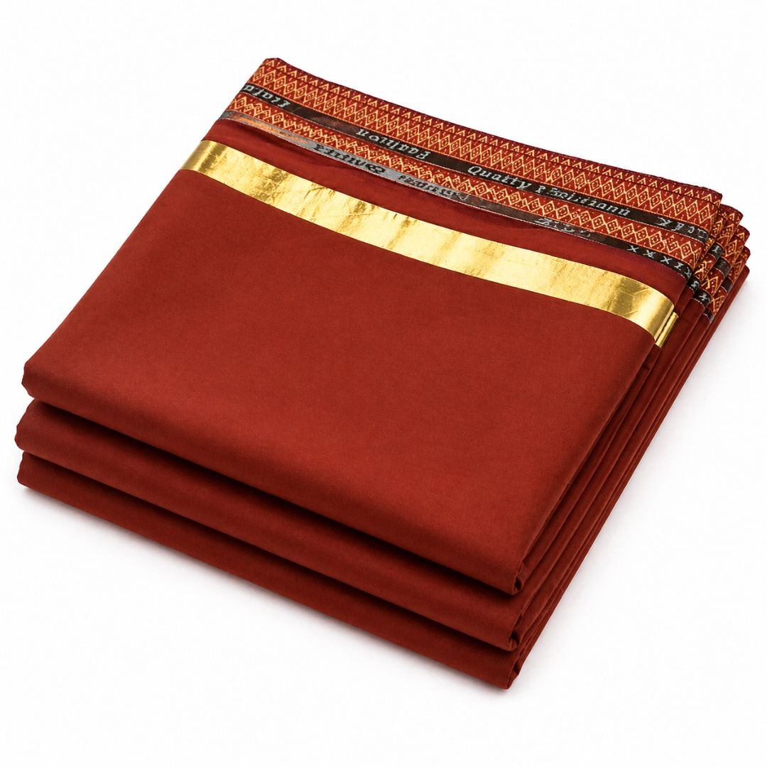 Premium Rust Orange Traditional Fabric
