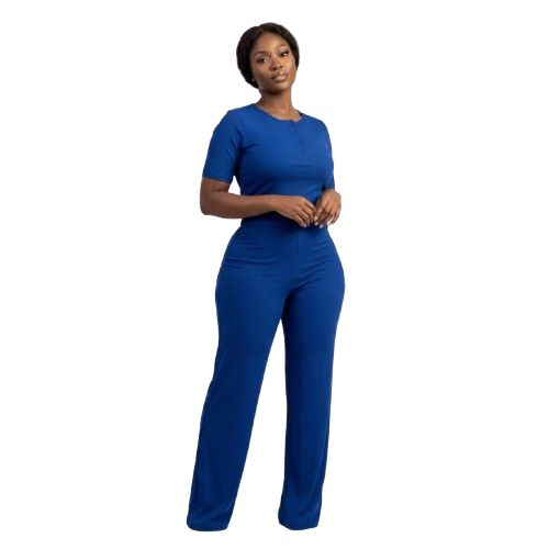 Ribbed Henley Tee and Trousers Lounge Set