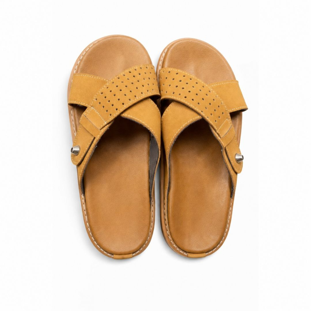Brown Cross Strap Sandals