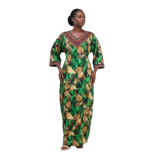 Full Length Kaftan with Vibrant Nature Inspired Design