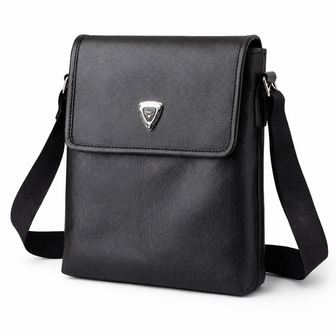 Premium Black Embossed Monogram Flap Crossbody Bag
