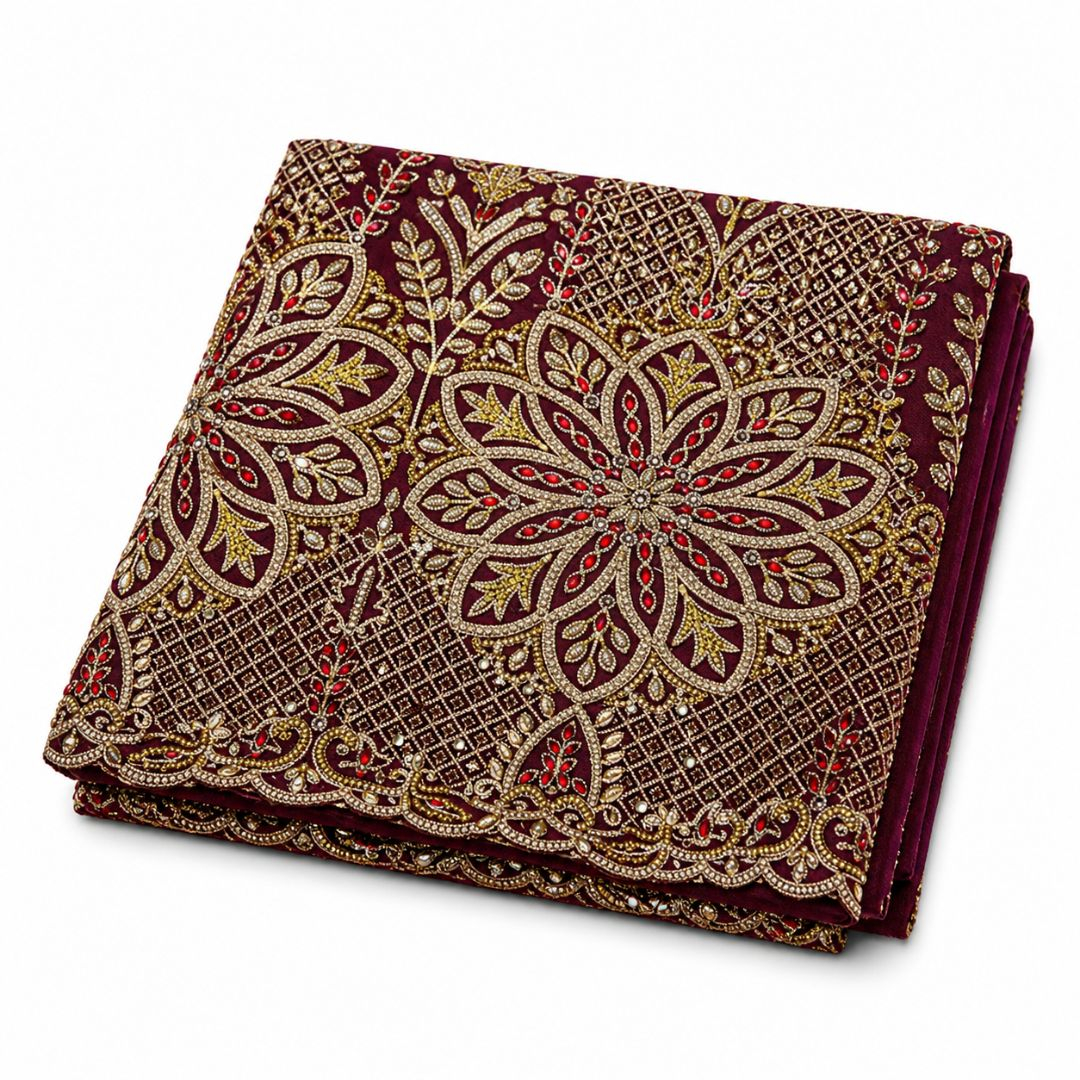 Luxury Wine colour Indian George lace material