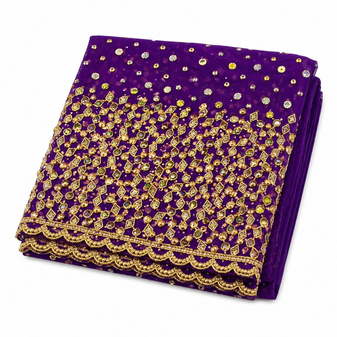 Luxury Purple Indian George lace material
