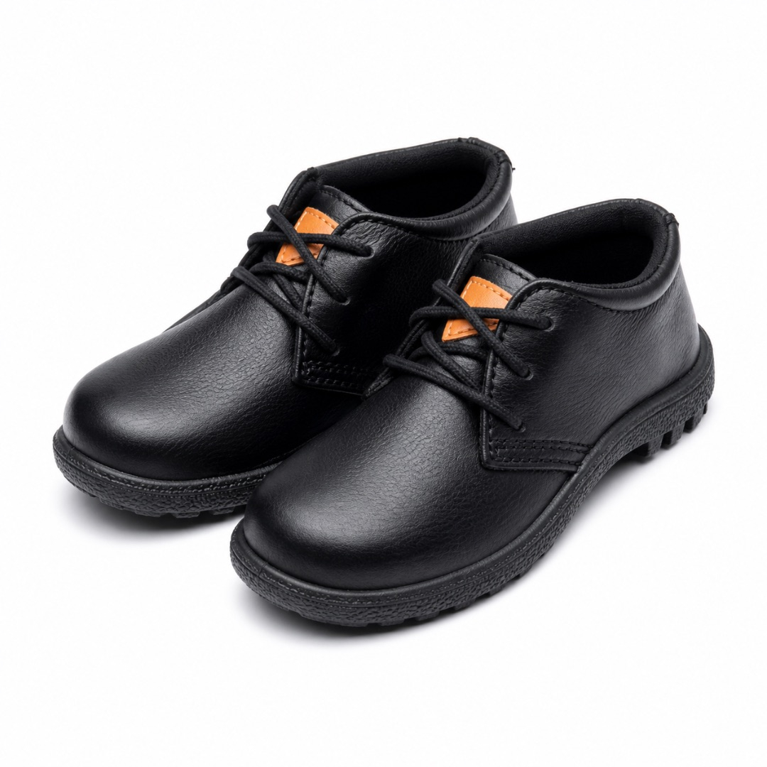 Quality Boys Black Leather Casual Lace up Shoes