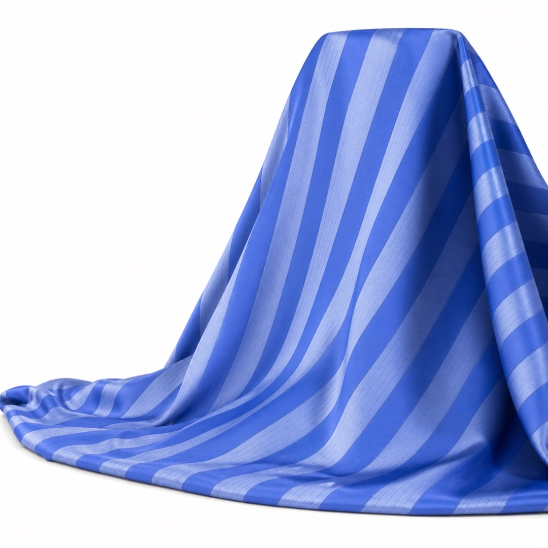 Blue Soft Breathable Striped Cotton Fabric
