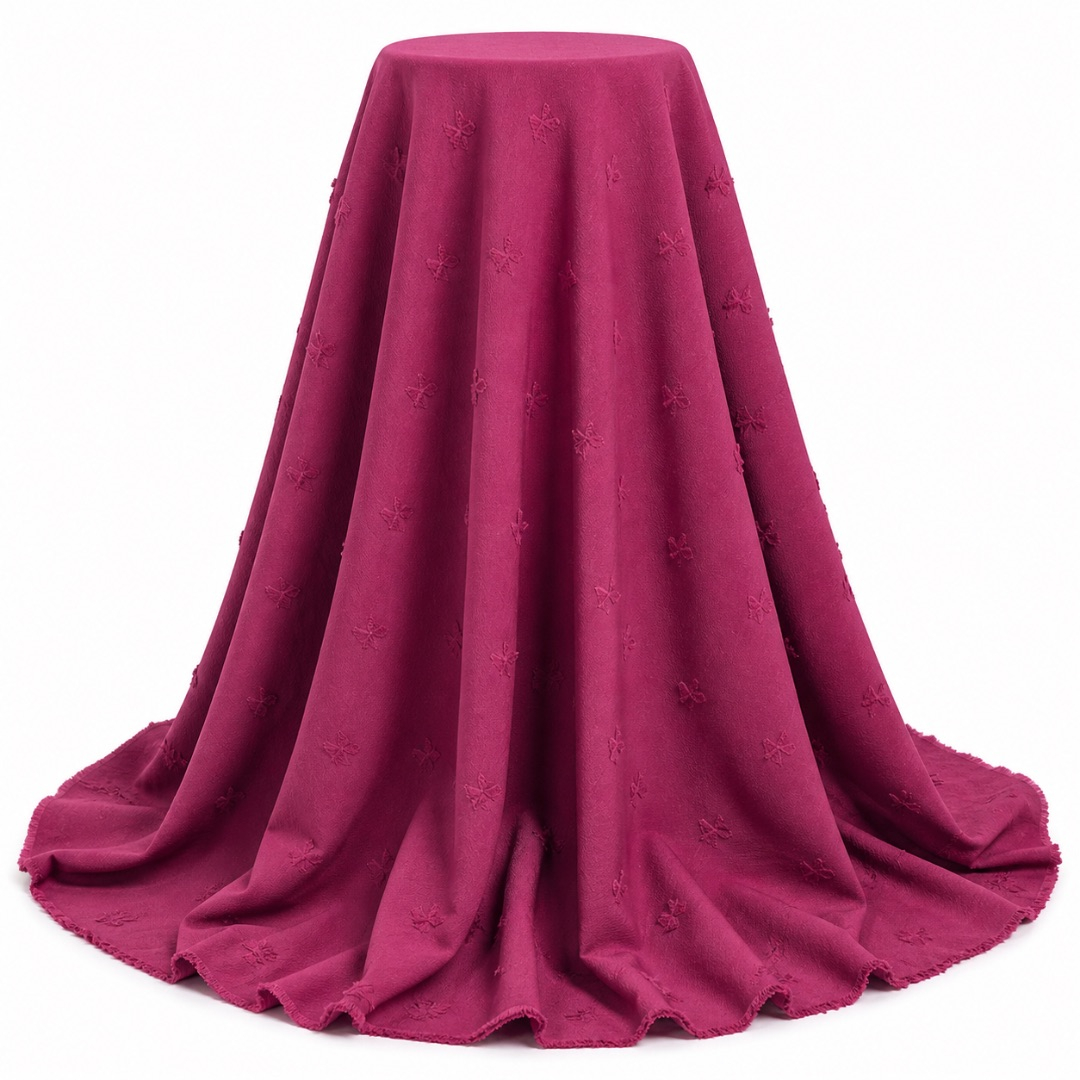 Wine Textured Crepe Fabric