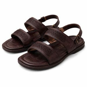 Mens Brown Leather Strap Sandals