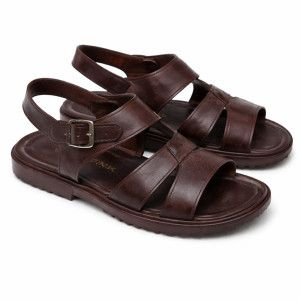 Mens Black Leather Strap Slide Sandals